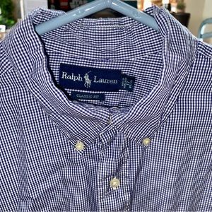Ralph Lauren Mens Classic Fit Button Down Shirt
Blue/White Check Size 17 32/33